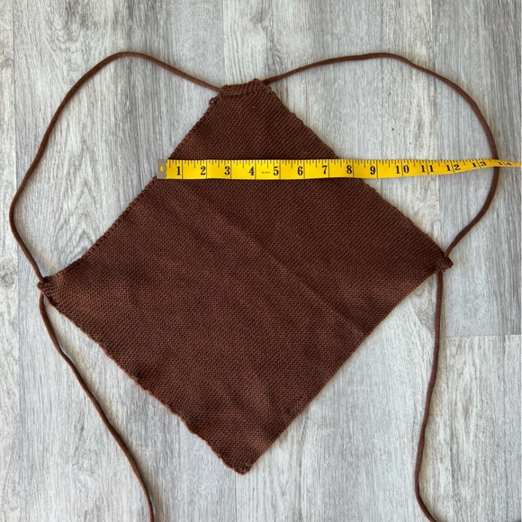 BROWN KNIT CROPPED HALTER TOP - Picture 6 of 9